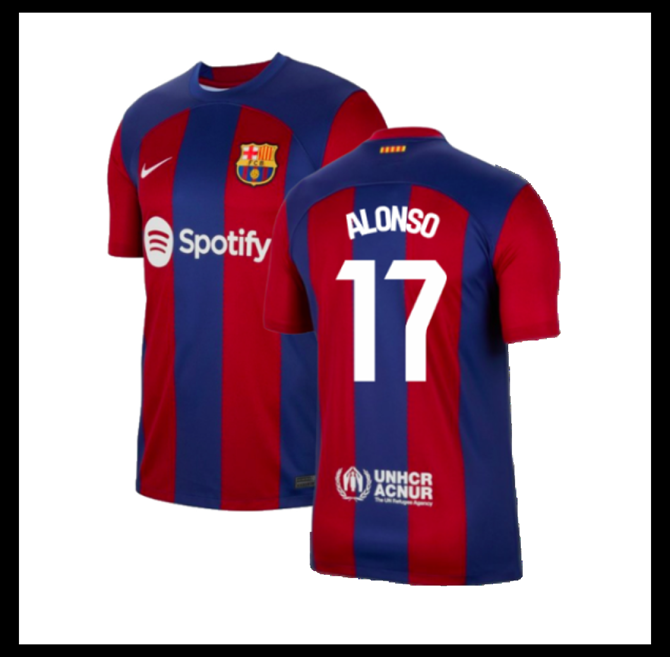 Jalkapallo Pelipaidat Peliasut FC Barcelona Pelipaita 2023-24 ALONSO #17 Koti