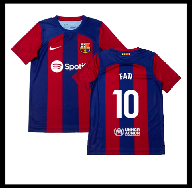 Jalkapallo Pelipaidat Peliasut FC Barcelona Pelipaita 2023-24 Lasten FATI #10 Koti