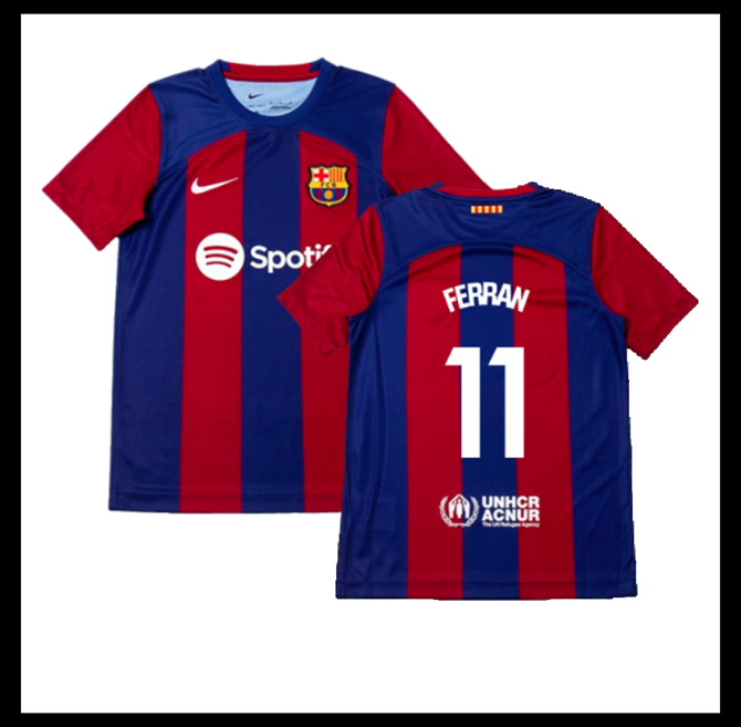 Jalkapallo Pelipaidat Peliasut FC Barcelona Pelipaita 2023-24 Lasten FERRAN #11 Koti