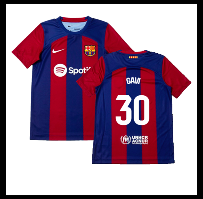 Jalkapallo Pelipaidat Peliasut FC Barcelona Pelipaita 2023-24 Lasten GAVI #30 Koti