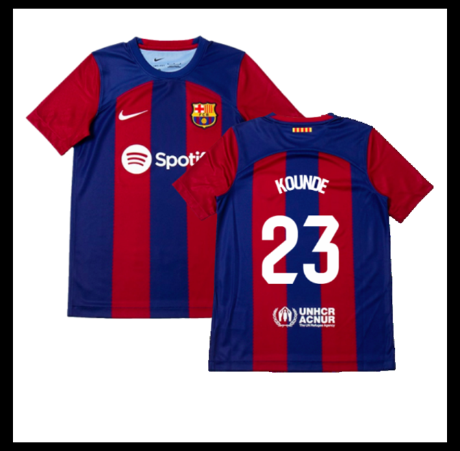 Jalkapallo Pelipaidat Peliasut FC Barcelona Pelipaita 2023-24 Lasten KOUNDE #23 Koti