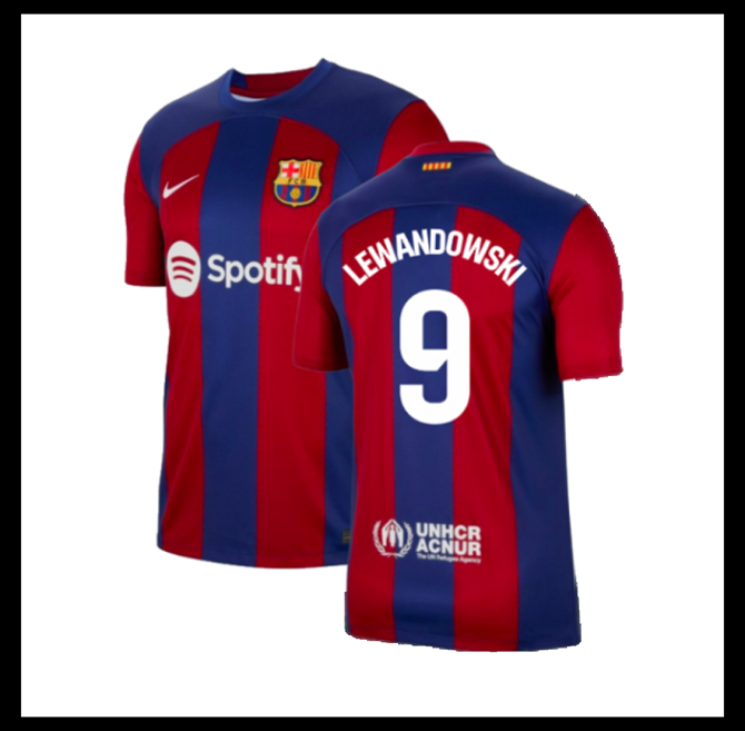 Jalkapallo Pelipaidat Peliasut FC Barcelona Pelipaita 2023-24 LEWANDOWSKI #9 Koti