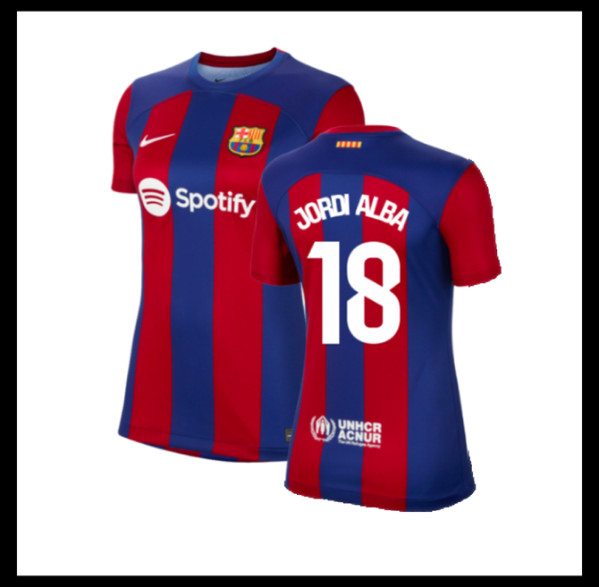 Jalkapallo Pelipaidat Peliasut FC Barcelona Pelipaita 2023-24 Naisten JORDI ALBA #18 Koti