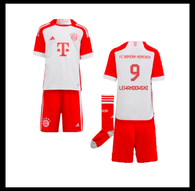 Jalkapallo Pelipaidat Peliasut FC Bayern München Pelipaita 2023-24 Lasten LEWANDOWSKI #9 Koti