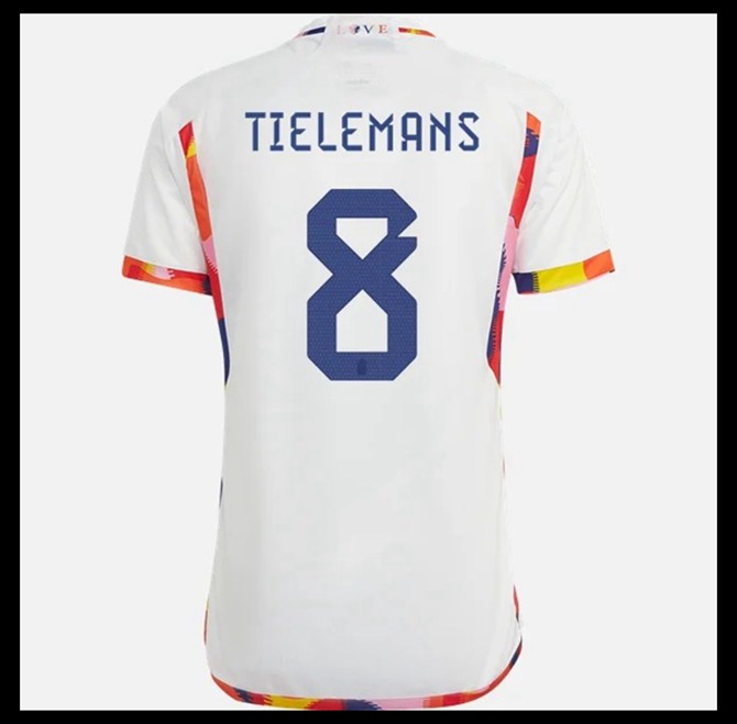 Jalkapallo Pelipaidat Peliasut Belgia Pelipaita MM 2022 TIELEMANS #8 Vieras