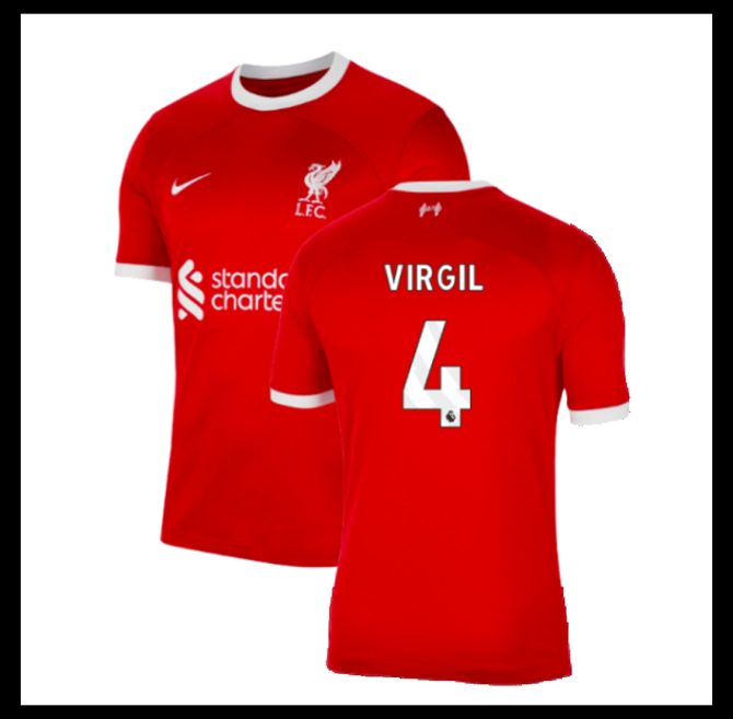 Jalkapallo Pelipaidat Peliasut Liverpool Pelipaita 2023-24 VIRGIL #4 Koti