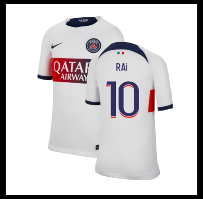 Jalkapallo Pelipaidat Peliasut Paris Saint Germain PSG Pelipaita 2023-24 RAI #10 Vieras