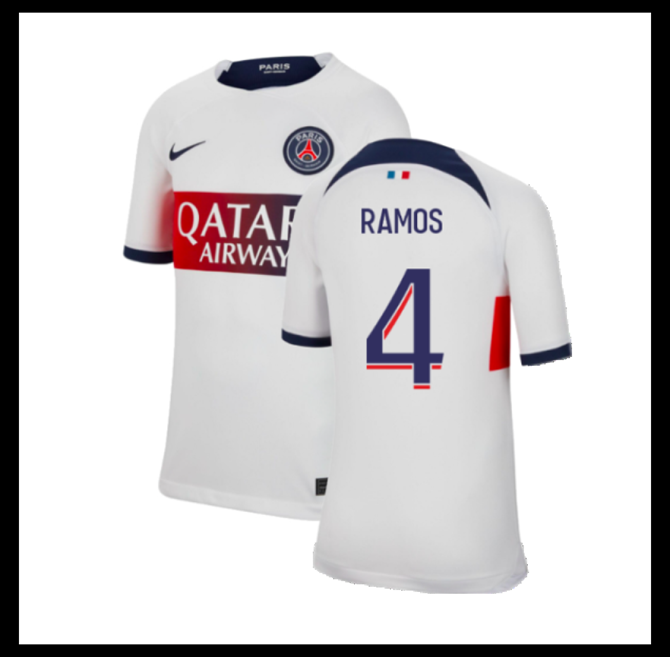 Jalkapallo Pelipaidat Peliasut Paris Saint Germain PSG Pelipaita 2023-24 RAMOS #4 Vieras