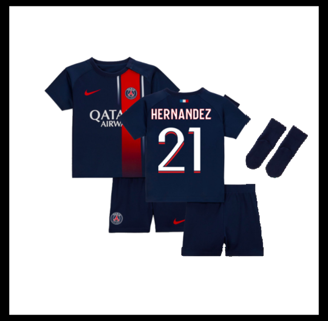 Jalkapallo Pelipaidat Peliasut Paris Saint Germain PSG Pelipaita 2023-24 Lasten HERNANDEZ #21 Koti