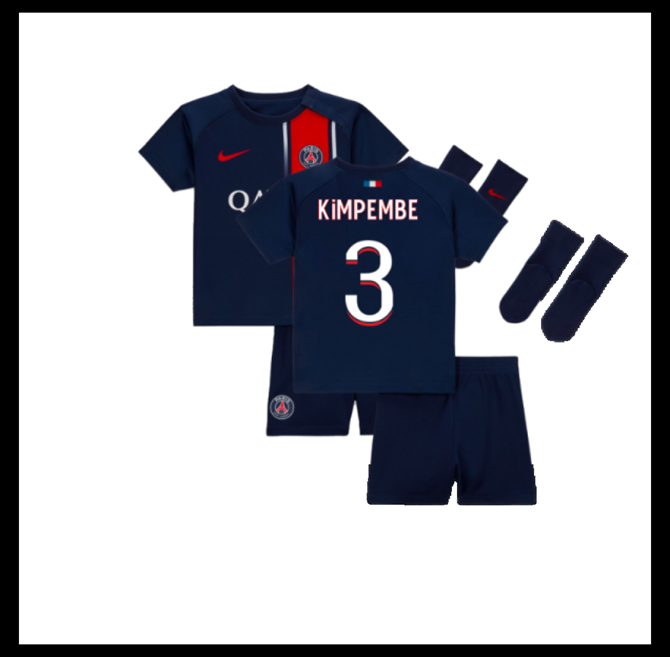 Jalkapallo Pelipaidat Peliasut Paris Saint Germain PSG Pelipaita 2023-24 Lasten KIMPEMBE #3 Koti