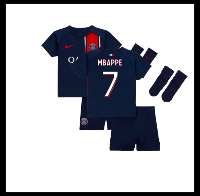 Jalkapallo Pelipaidat Peliasut Paris Saint Germain PSG Pelipaita 2023-24 Lasten MBAPPE #7 Koti