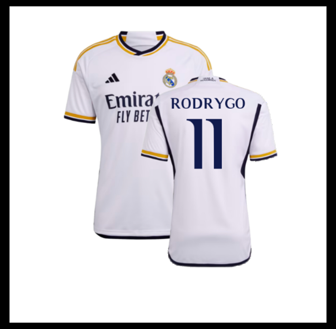 Jalkapallo Pelipaidat Peliasut FC Real Madrid Pelipaita 2023-24 RODRYGO #11 Koti